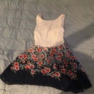 B. Darlin size 7/8 white top floral bottom dress